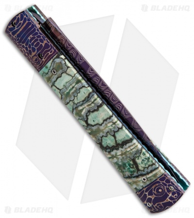 Rainy Vallotton Custom Fantail DnD Automatic Knife Mammoth Molar (Damascus)