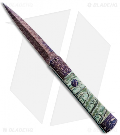 Rainy Vallotton Custom Fantail DnD Automatic Knife Mammoth Molar (Damascus)