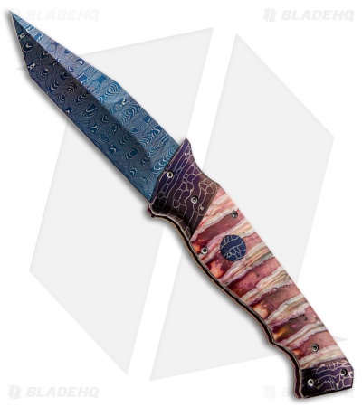 Rainy Vallotton Custom Triad Automatic Knife w/ Mammoth Molar (Damascus)