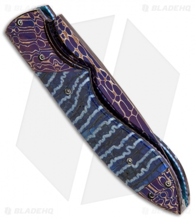 Rainy Vallotton Custom Wasp Automatic Knife Blue Molar (Damascus)