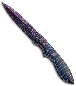 Rainy Vallotton Custom Wasp Automatic Knife Blue Molar (Damascus)