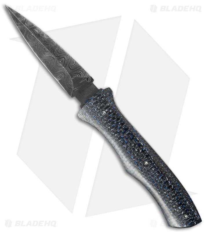 Rainy Vallotton Custom Angel D/A Automatic Knife Blue/Silver LSCF (3.25" Satin)