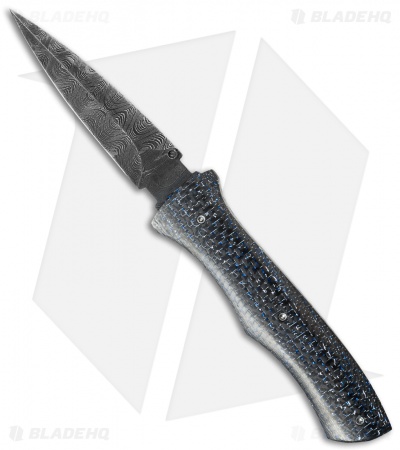 Rainy Vallotton Custom Angel D/A Automatic Knife Blue/Silver LSCF (3.25" Satin)