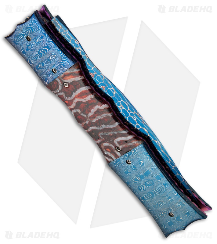 Rainy Vallotton Custom Barbell Automatic Knife w/ Red Molar (Damascus)