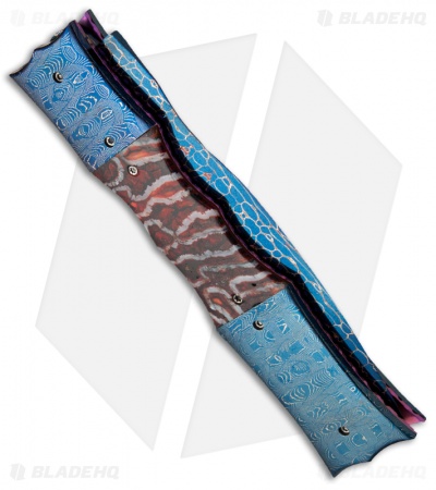 Rainy Vallotton Custom Barbell Automatic Knife w/ Red Molar (Damascus)