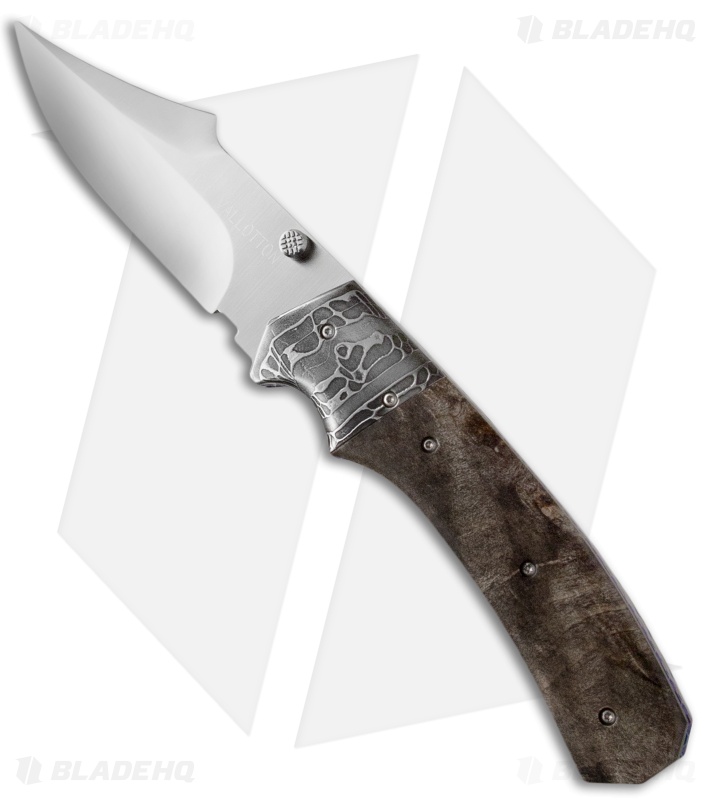 Rainy & Cory Vallotton Freedom Fighter D/A Automatic Knife Box Elder Wood #28