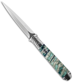 Rainy Vallotton Custom Icepick Automatic Knife Green Molar (4.5" Mirror Polish)