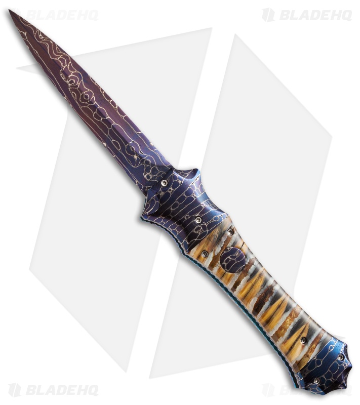 Rainy Vallotton Custom Mace Automatic Knife Mammoth Molar (4" Damascus