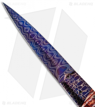 Rainy Vallotton Custom Vendetta Automatic Knife Red Molar (4.25" Damascus)