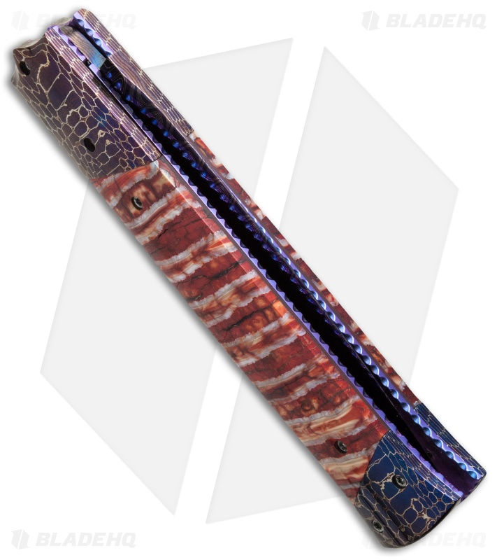 Rainy Vallotton Custom Vendetta Automatic Knife Red Molar (4.25" Damascus)