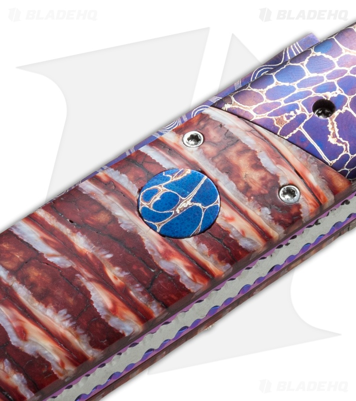 Rainy Vallotton Custom Vendetta Automatic Knife Red Molar (4.25" Damascus)