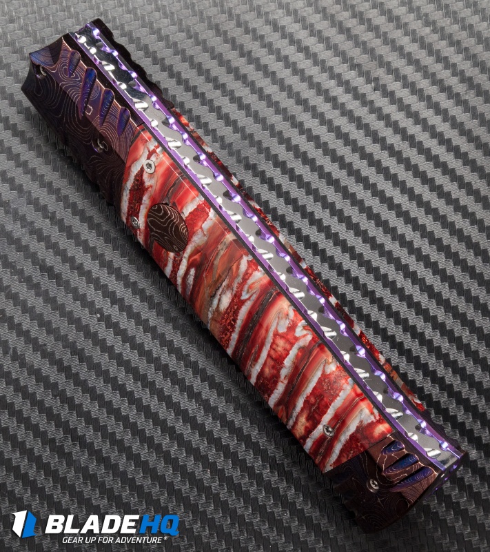 Rainy Vallotton Custom Vendetta Automatic Red Mammoth Molar (4.25" Damascus)