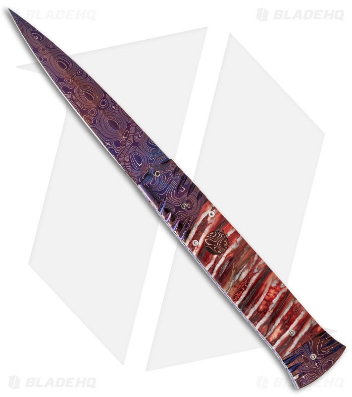 Rainy Vallotton Custom Vendetta Automatic Red Mammoth Molar (4.25" Damascus)