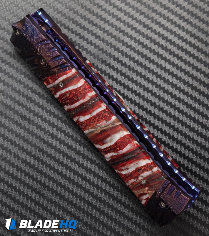 Rainy Vallotton Custom Vendetta Automatic Red Mammoth Molar (4.25" Damascus)