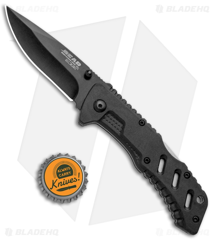 Bear Edge Spring Assisted Lock Back Knife Black (3" Black) 61117