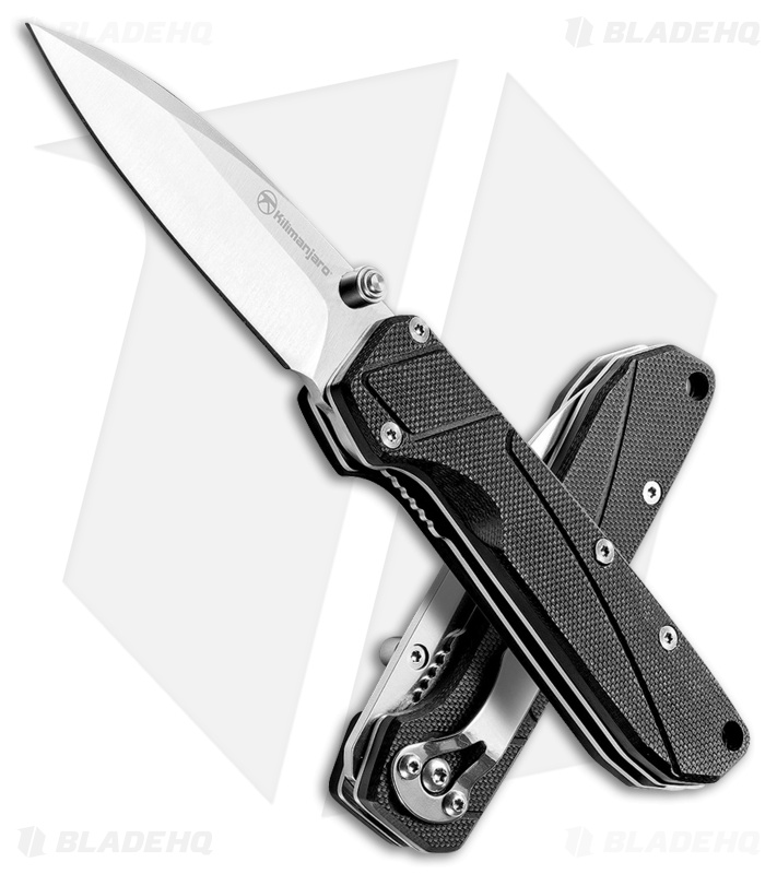 Kilimanjaro Prota Spring Assisted Folding Knife Black G-10 (2.75" Satin) 910200
