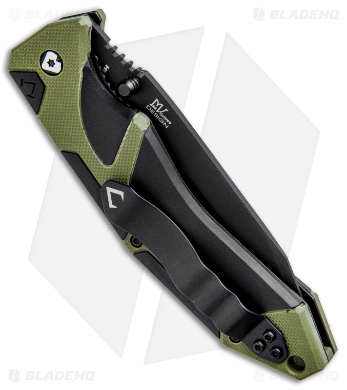 V Nives Fractal Assist Spring Assisted Knife Black/Green G-10 (3.6" Black)