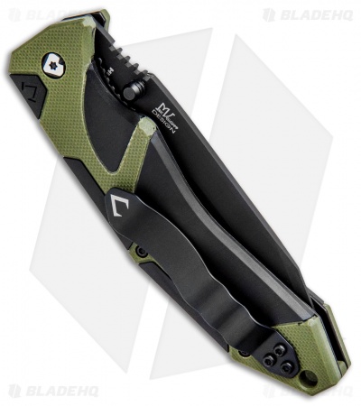 V Nives Fractal Assist Spring Assisted Knife Black/Green G-10 (3.6" Black)