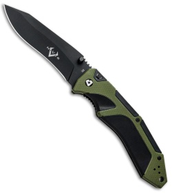 V Nives Fractal Assist Spring Assisted Knife Black/Green G-10 (3.6" Black)