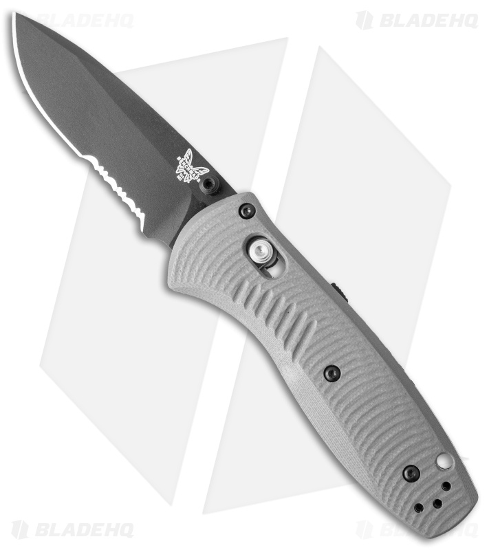 Benchmade Mini Barrage AXIS-Assist Knife Gray G-10 (2.91" Black Serr) 585SBK-2
