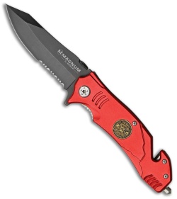 Boker Fire Fighter Rescue Spring Assisted Knife Red (3.375" Black Serr) 01LL470