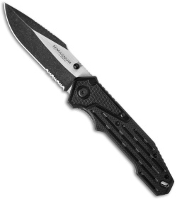 Boker Magnum Pocket Folding Knife Black G-10 (3.375" Two-Tone Serr) 01RY223