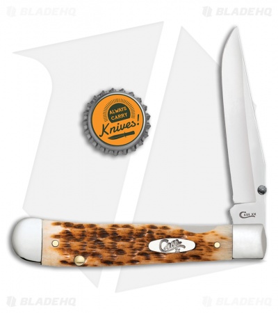 Case Kickstart TrapperLock Assisted Knife Amber Bone Peach Seed Jig (6154AC CV) 