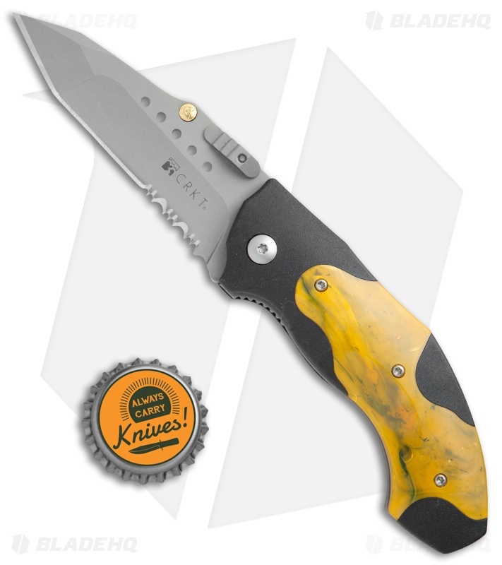 CRKT Elishewitz Horus Spring Assisted Knife Orange/Black (3.125" BB Serr) 1151