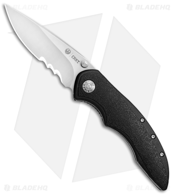CRKT Ruger Knives High-Brass Spring Assisted Knife Black (3.2" Satin Serr) R2601