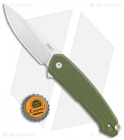 CRKT Vox Tueto Spring Assisted Flipper Knife OD Green G-10 (3.3" Satin) 5325