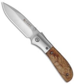 CRKT Carson M4-02W Knife w/ Burl Wood Handle (3.25" Satin Plain) M4-02