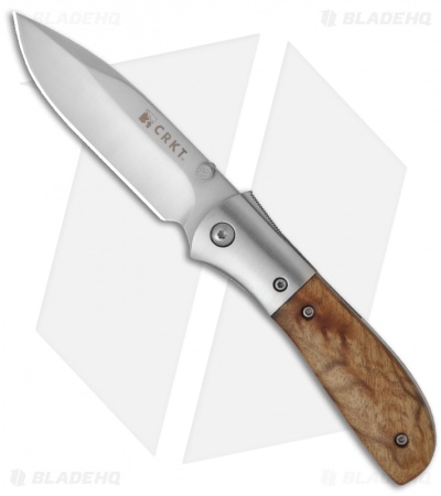 CRKT Carson M4-02W Knife w/ Burl Wood Handle (3.25" Satin Plain) M4-02