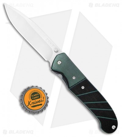 CRKT Ignitor Spring Assisted Knife Black & Green G10 (3.38" Satin) 6850