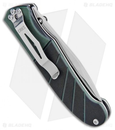 CRKT Ignitor Spring Assisted Knife Black & Green G10 (3.38" Satin) 6850