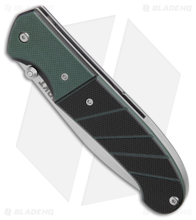 CRKT Ignitor Spring Assisted Knife Black & Green G-10 (3.38" Satin Serr) 6855