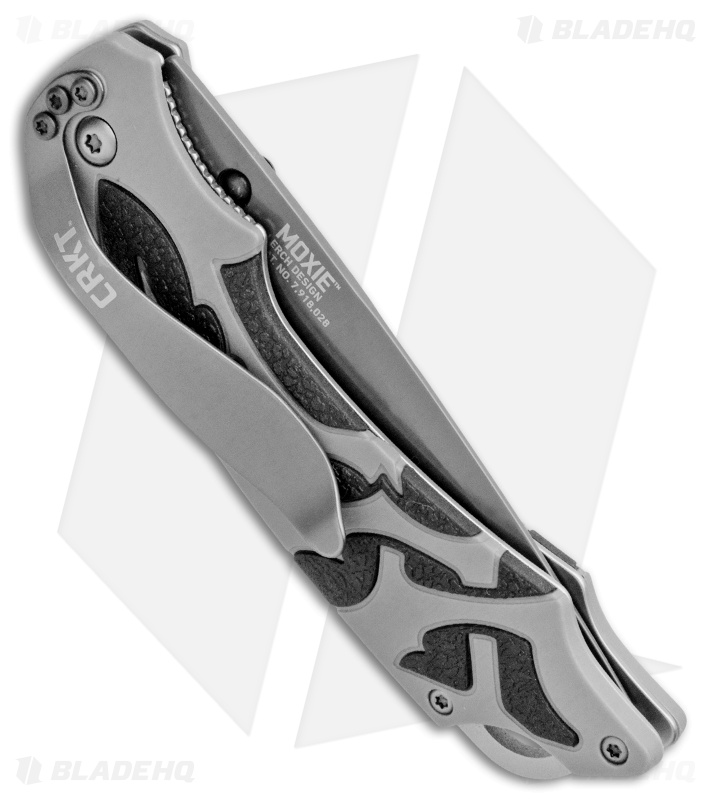 CRKT Lerch Moxie Knife Gray/Black Spring Assisted (3.29" Grey Plain) 1102