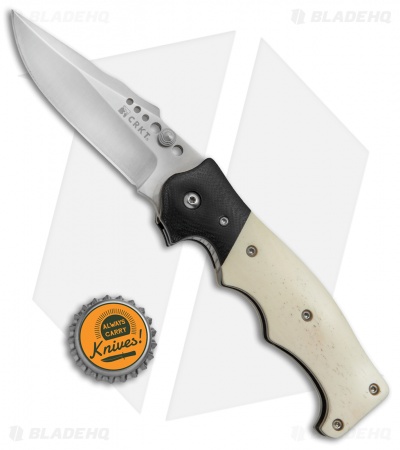 CRKT The Natural 2 Spring Assisted Knife White Bone & G-10 (3.25" Plain) 7080