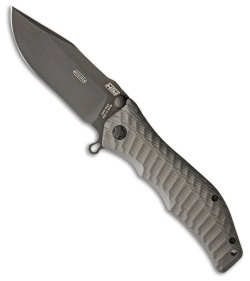 HTM Darrel Ralph Large Gun Hammer Bowie Spring Assisted Knife Gray (3.8" Black)