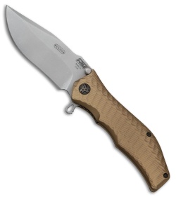 HTM Darrel Ralph Gun Hammer Bowie Liner Lock Knife FDE (3.5" Stonewash)