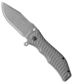 HTM Darrel Ralph Large Gun Hammer Bowie Liner Lock Knife Gray (3.8" BB)