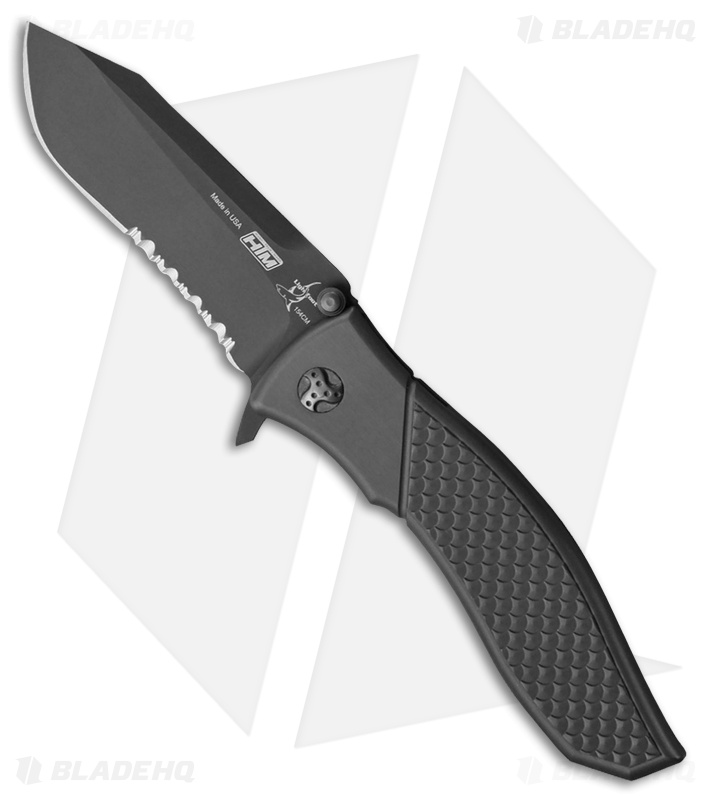 HTM Lightfoot Bullwhip Assisted Opening Knife Sharkskin Gray (3.5" Black Serr)