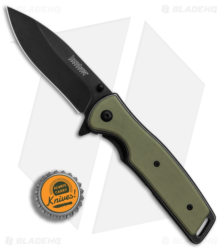 Kershaw Bevy Assisted Opening Knife OD Green G-10 (3.5" Blackwash) 