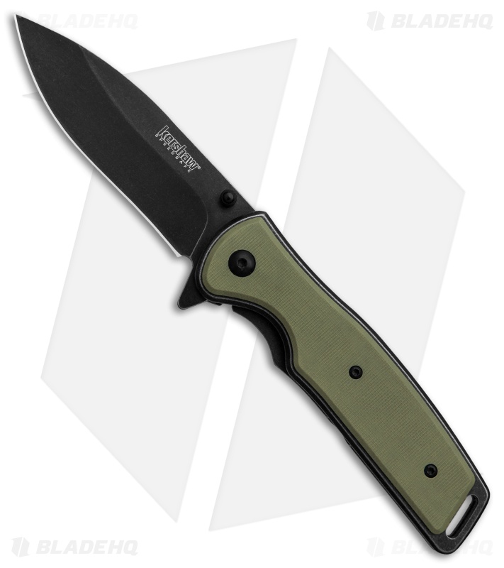 Kershaw Bevy Assisted Opening Knife OD Green G-10 (3.5" Blackwash) 