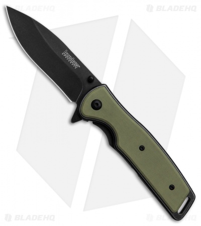 Kershaw Bevy Assisted Opening Knife OD Green G-10 (3.5" Blackwash) 
