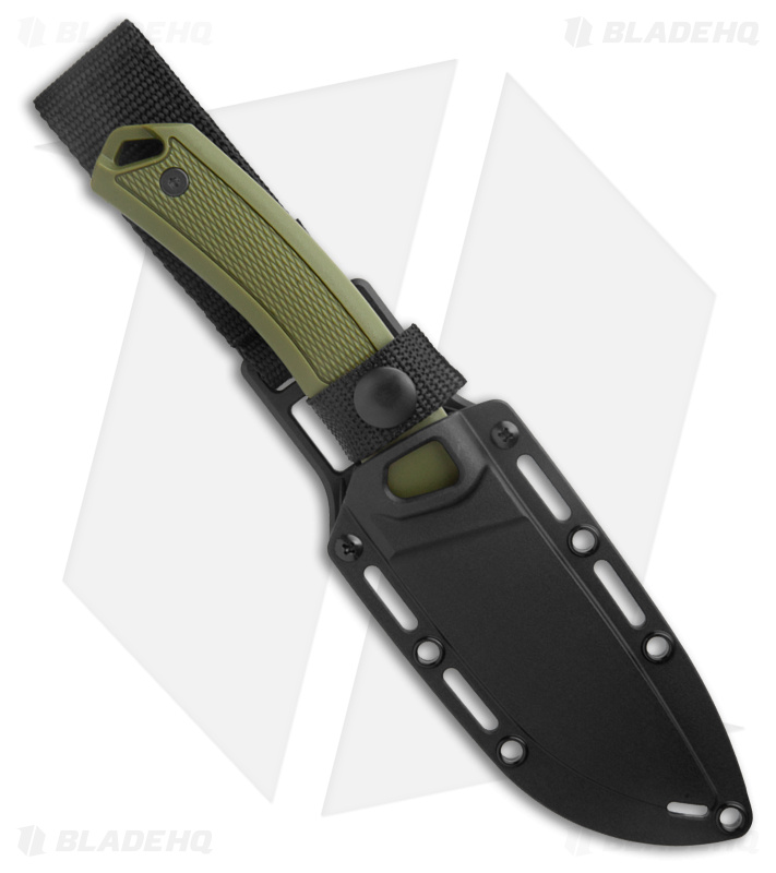 Kershaw Deschutes Skinner Gut Hook Fixed Blade Knife Green (3.9" Stonewash)