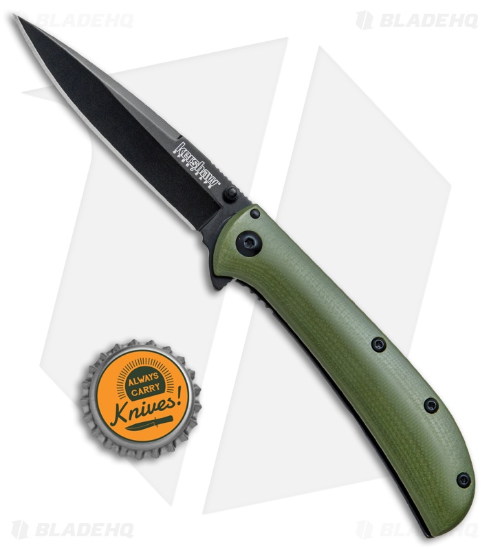 Kershaw Al Mar AM-3 Assisted Opening Knife Green G-10 (3" Black) 2335GRNBLK