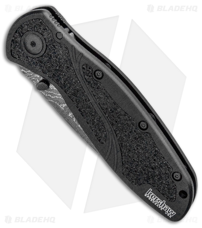 Kershaw Blur Assisted Opening Knife Black Aluminum (3.375" Damascus) 1670BLKDAM