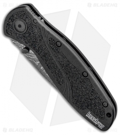 Kershaw Blur Assisted Opening Knife Black Aluminum (3.375" Damascus) 1670BLKDAM