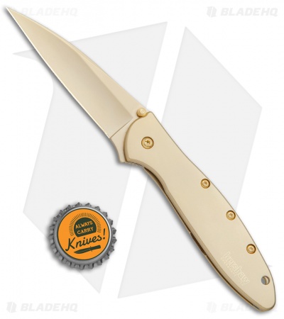 Kershaw Leek Assisted Opening Knife 24K Gold Plated (3" Gold) 1660G