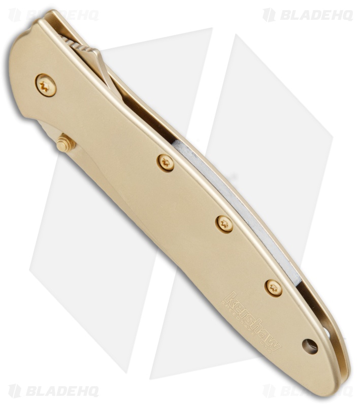Kershaw Leek Assisted Opening Knife 24K Gold Plated (3" Gold) 1660G
